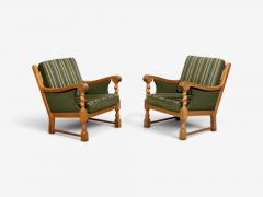 Henning Kjaernulf Henning Kjaernulf Style Lounge Chairs Oak Fabric Denmark 1970s - 4753876