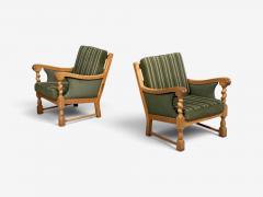 Henning Kjaernulf Henning Kjaernulf Style Lounge Chairs Oak Fabric Denmark 1970s - 4753877