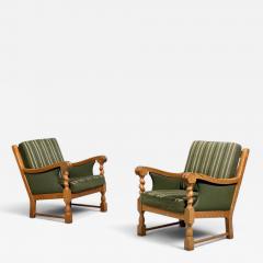 Henning Kjaernulf Henning Kjaernulf Style Lounge Chairs Oak Fabric Denmark 1970s - 4754063