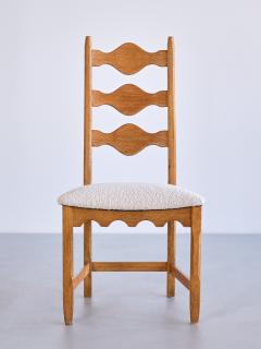 Henning Kjaernulf Set of 12 Henning Kj rnulf Dining Chairs Oak and Ivory Boucl Denmark 1960s - 3285675