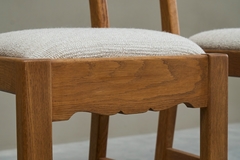 Henning Kjaernulf Set of 4 Henning Kj rnulf Style Razorblade Chairs in Solid Oak and Wool 1960s - 4803419