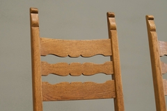 Henning Kjaernulf Set of 4 Henning Kj rnulf Style Razorblade Chairs in Solid Oak and Wool 1960s - 4803444