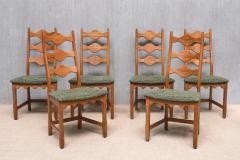 Henning Kjaernulf Set of 6 Henning Kj rnulf Dining Chairs in Oak and Pierre Frey Tweed 1960s - 4718848