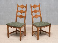 Henning Kjaernulf Set of 6 Henning Kj rnulf Dining Chairs in Oak and Pierre Frey Tweed 1960s - 4718849