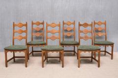 Henning Kjaernulf Set of 6 Henning Kj rnulf Dining Chairs in Oak and Pierre Frey Tweed 1960s - 4718851