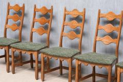 Henning Kjaernulf Set of 6 Henning Kj rnulf Dining Chairs in Oak and Pierre Frey Tweed 1960s - 4718852