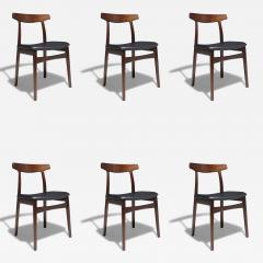 Henning Kjaernulf Six 6 Mid Century Brazilian Rosewood Dining Chairs by Henning Kjaernulf - 4085381