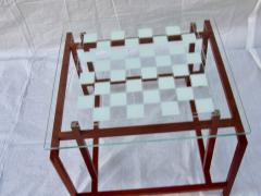 Hennings Norgaard Henning Norgaard Danish Teak Game Table Stenciled Glass Top 1960s - 574487