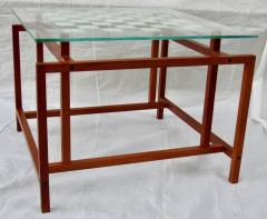 Hennings Norgaard Henning Norgaard Danish Teak Game Table Stenciled Glass Top 1960s - 574488