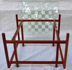 Hennings Norgaard Henning Norgaard Danish Teak Game Table Stenciled Glass Top 1960s - 574494