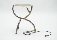 Henri Fernandez Brutalist signed Henri Fernandez side table agate stone brass 1970s - 1119865