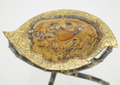 Henri Fernandez Brutalist signed Henri Fernandez side table agate stone brass 1970s - 1119867