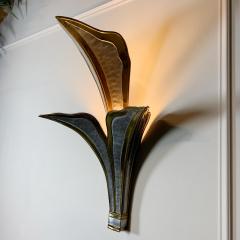 Henri Fernandez Henri Fernandez Brass and Chrome Leaf Wall Light - 3042006