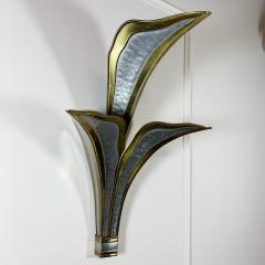 Henri Fernandez Henri Fernandez Brass and Chrome Leaf Wall Light - 3042011