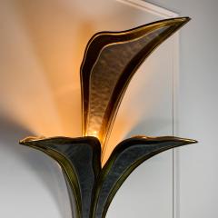 Henri Fernandez Henri Fernandez Brass and Chrome Leaf Wall Light - 3042013