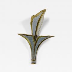 Henri Fernandez Henri Fernandez Brass and Chrome Leaf Wall Light - 3044797