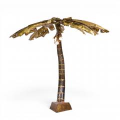 Henri Fernandez Henri Fernandez Brutalist Grande Palma Brass Palm Tree Sculpture Lamp - 4576395