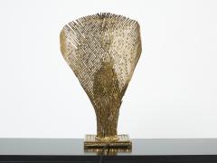 Henri Fernandez Henri Fernandez brass agate stone table lamp Nefertiti 1970s - 2677520