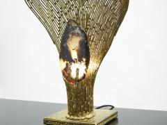 Henri Fernandez Henri Fernandez brass agate stone table lamp Nefertiti 1970s - 2677521