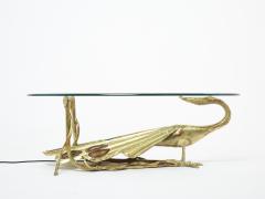 Henri Fernandez Henri Fernandez signed bronze agate stones peacock coffee table 1970s - 2471872