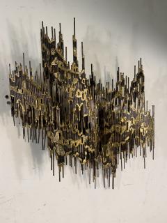 Henri Fernandez LARGE MID CENTURY PAIR OF BRUTALIST METAL WALL SCONCES - 4156692