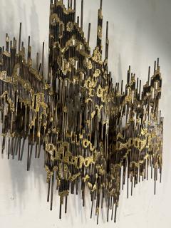 Henri Fernandez LARGE MID CENTURY PAIR OF BRUTALIST METAL WALL SCONCES - 4156701