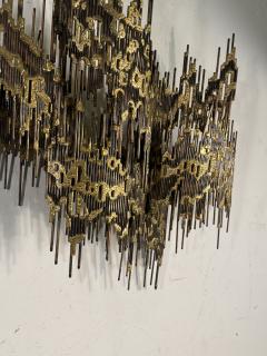 Henri Fernandez LARGE MID CENTURY PAIR OF BRUTALIST METAL WALL SCONCES - 4156702