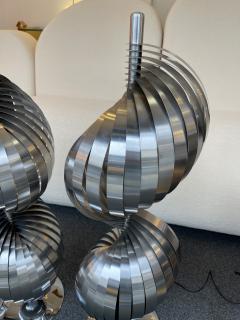 Henri Mathieu Pair of Metal Spiral Lamp by Henri Mathieu France 1970s - 2263100