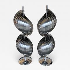 Henri Mathieu Pair of Metal Spiral Lamp by Henri Mathieu France 1970s - 2266978