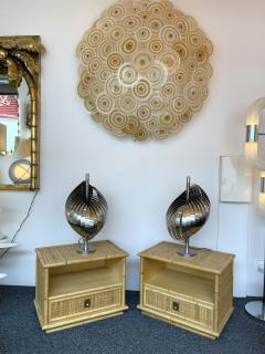 Henri Mathieu Pair of Metal Spiral Table Lamps by Henri Mathieu France 1970s - 2544357