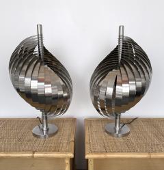 Henri Mathieu Pair of Metal Spiral Table Lamps by Henri Mathieu France 1970s - 2544359