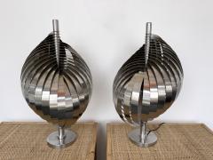 Henri Mathieu Pair of Metal Spiral Table Lamps by Henri Mathieu France 1970s - 2544361