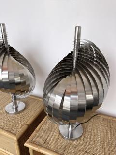 Henri Mathieu Pair of Metal Spiral Table Lamps by Henri Mathieu France 1970s - 2544362