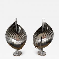Henri Mathieu Pair of Metal Spiral Table Lamps by Henri Mathieu France 1970s - 2546763