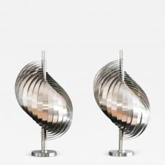 Henri Mathieu Pair of Table Lamps by Henri Mathieu with Structure in Steel and Aluminum 1970 - 3360392