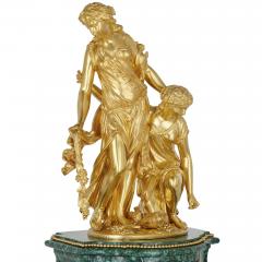 Henri Picard Napoleon III Period Neoclassical Malachite and Gilt Bronze Clock Set by Picard - 3640572