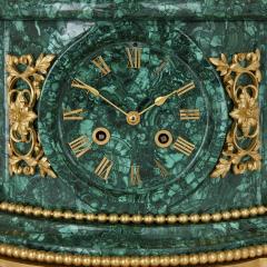 Henri Picard Napoleon III Period Neoclassical Malachite and Gilt Bronze Clock Set by Picard - 3640577