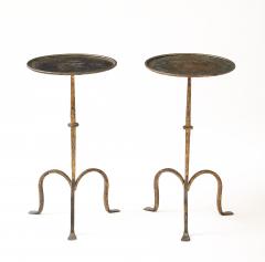 Henri Pouenat Henri Pouenat Pair Wrought Iron Tables Gold Leaf Model Dani France c 1980 - 4509495