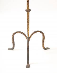 Henri Pouenat Henri Pouenat Pair Wrought Iron Tables Gold Leaf Model Dani France c 1980 - 4509499