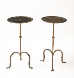Henri Pouenat Henri Pouenat Pair Wrought Iron Tables Gold Leaf Model Dani France c 1980 - 4509502