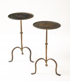 Henri Pouenat Henri Pouenat Pair Wrought Iron Tables Gold Leaf Model Dani France c 1980 - 4509503