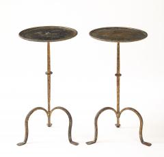 Henri Pouenat Henri Pouenat Pair Wrought Iron Tables Gold Leaf Model Dani France c 1980 - 4509504