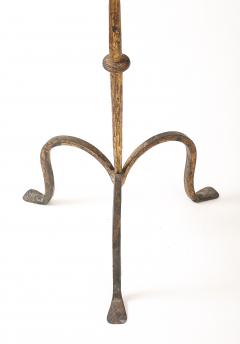 Henri Pouenat Henri Pouenat Pair Wrought Iron Tables Gold Leaf Model Dani France c 1980 - 4509505