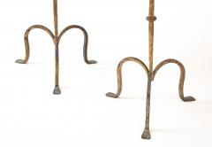 Henri Pouenat Henri Pouenat Pair Wrought Iron Tables Gold Leaf Model Dani France c 1980 - 4509508