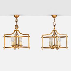 Henri Pouenat Rare Pair of Gold Leaf Wrought Iron Chandelier by Henri Pouenat - 4482103