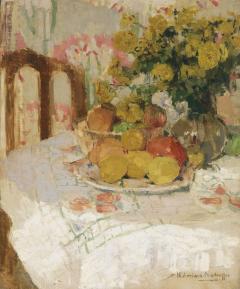 Henriette Amiard Oberteuffer Still Life with Fruit and Flowers c 1920 - 75032