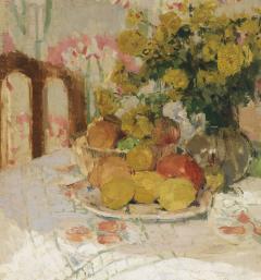 Henriette Amiard Oberteuffer Still Life with Fruit and Flowers c 1920 - 75033