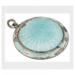 Henrik Immanuel Wigstr m A Russian Silver and Blue Guilloche Enamel Locket Henrik Wigstrom - 4053913