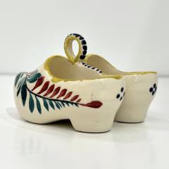 Henriot Quimper Vintage French HB Majolica Pottery Red Green Cream Clogs Salt Pepper Holder - 3162569