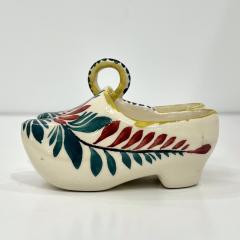 Henriot Quimper Vintage French HB Majolica Pottery Red Green Cream Clogs Salt Pepper Holder - 3162571